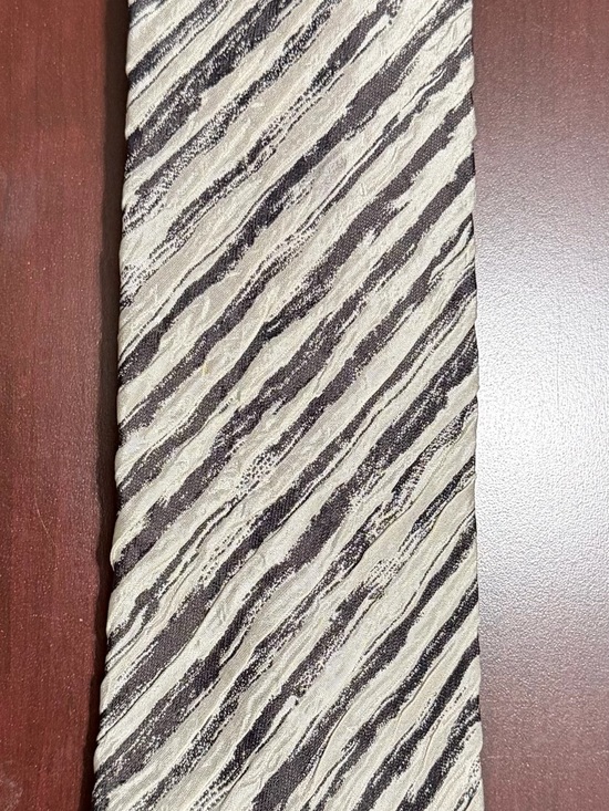 Issey Miyake Other - Issey Miyake Cream and Black Diagonal Stripe Silk Tie
